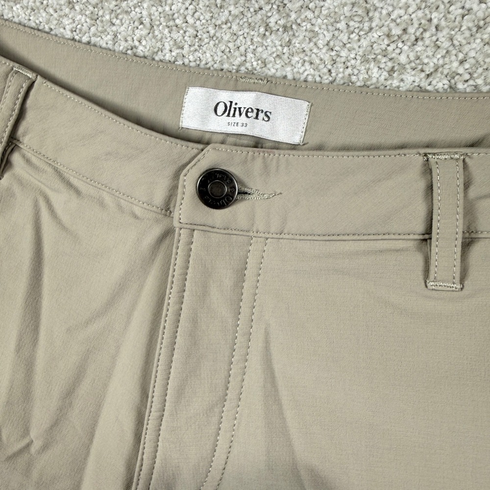 Olivers Apparel All Over Shorts Mens Size 33 Khaki Tan Performance Stretch
